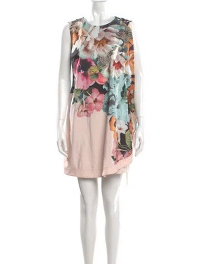 Pre-owned Ted Baker Floral Print Mini Dress In Multi
