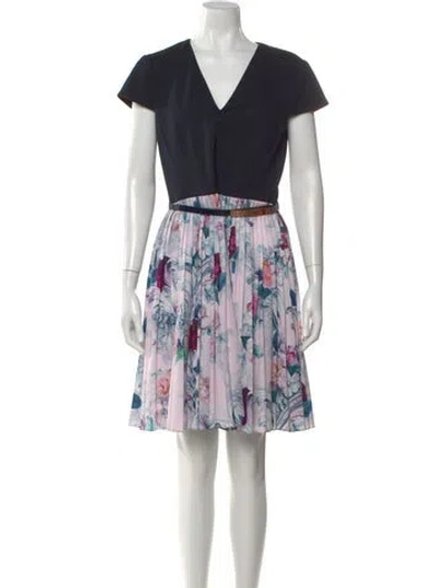 Pre-owned Ted Baker Floral Print Mini Dress In Multi