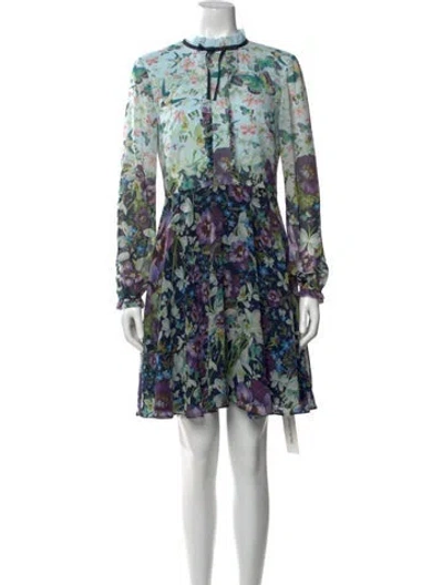 Pre-owned Ted Baker Floral Print Mini Dress In Multi
