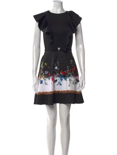 Pre-owned Ted Baker Floral Print Mini Dress In Multi