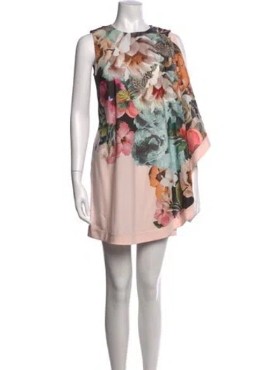 Pre-owned Ted Baker Floral Print Mini Dress In Multi