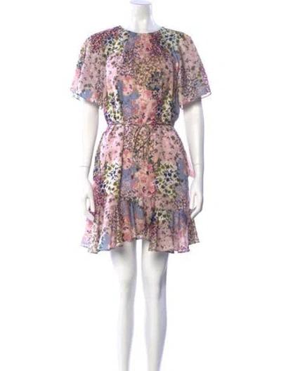 Pre-owned Ted Baker Floral Print Mini Dress In Neutral