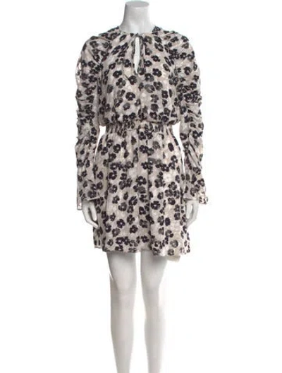 Pre-owned Ted Baker Floral Print Mini Dress In Neutral
