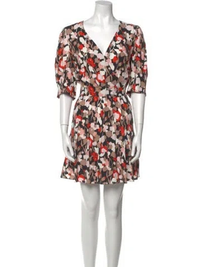 Pre-owned Ted Baker Floral Print Mini Dress In Neutral