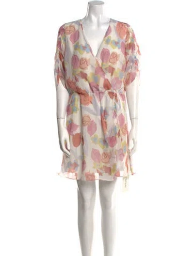 Pre-owned Ted Baker Floral Print Mini Dress In Neutral