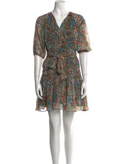 Pre-owned Ted Baker Floral Print Mini Dress In Neutral