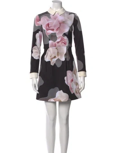 Pre-owned Ted Baker Floral Print Mini Dress In Neutral