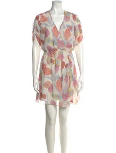 Pre-owned Ted Baker Floral Print Mini Dress In Neutral