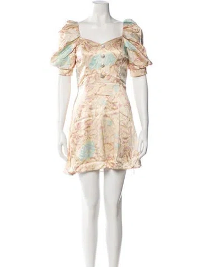 Pre-owned Ted Baker Floral Print Mini Dress In Neutral