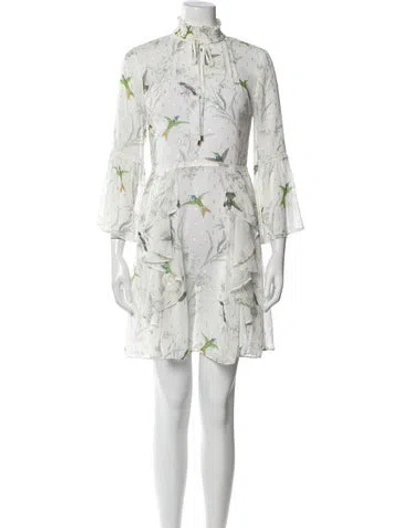 Pre-owned Ted Baker Floral Print Mini Dress In Neutral