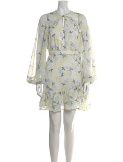 Pre-owned Ted Baker Floral Print Mini Dress In Neutral