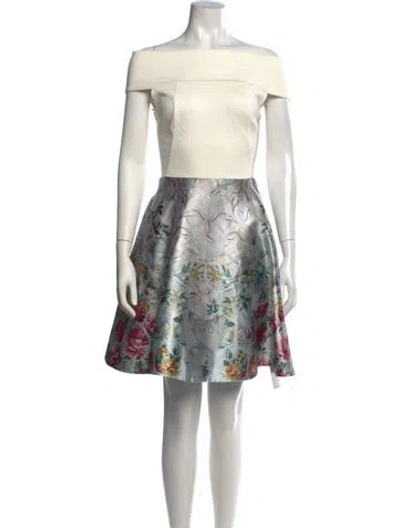 Pre-owned Ted Baker Floral Print Mini Dress In Neutral