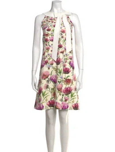 Pre-owned Ted Baker Floral Print Mini Dress In Neutrals