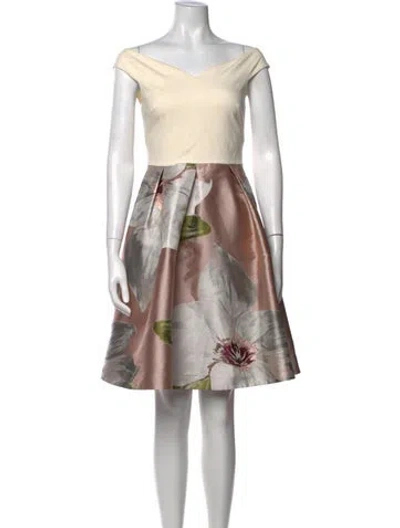 Pre-owned Ted Baker Floral Print Mini Dress In Neutrals