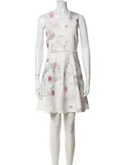 Pre-owned Ted Baker Floral Print Mini Dress In Neutrals