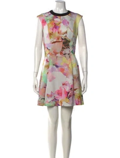 Pre-owned Ted Baker Floral Print Mini Dress In Neutrals
