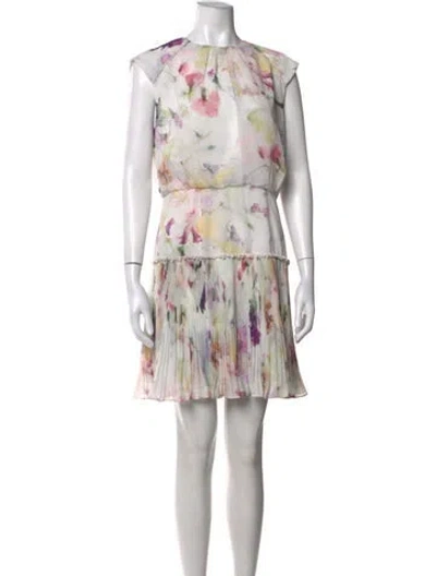 Pre-owned Ted Baker Floral Print Mini Dress In Neutrals