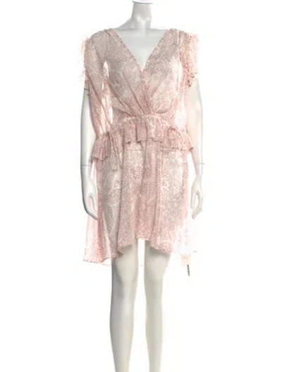 Pre-owned Ted Baker Floral Print Mini Dress In Neutrals/pink