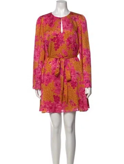 Pre-owned Ted Baker Floral Print Mini Dress In Orange