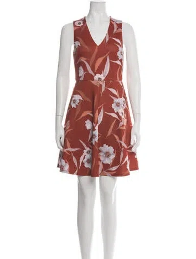 Pre-owned Ted Baker Floral Print Mini Dress In Orange