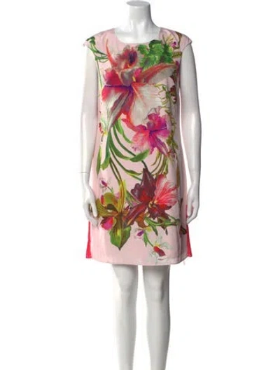 Pre-owned Ted Baker Floral Print Mini Dress In Pink