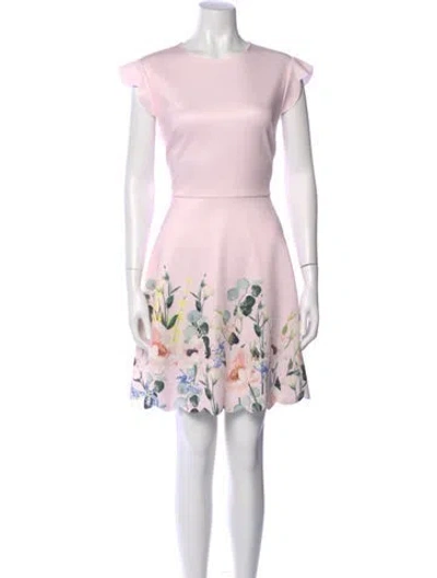 Pre-owned Ted Baker Floral Print Mini Dress In Pink
