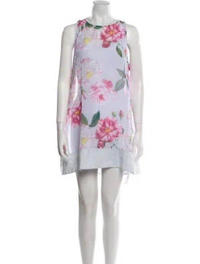 Pre-owned Ted Baker Floral Print Mini Dress In Pink