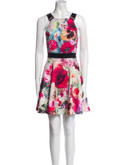 Pre-owned Ted Baker Floral Print Mini Dress In Pink