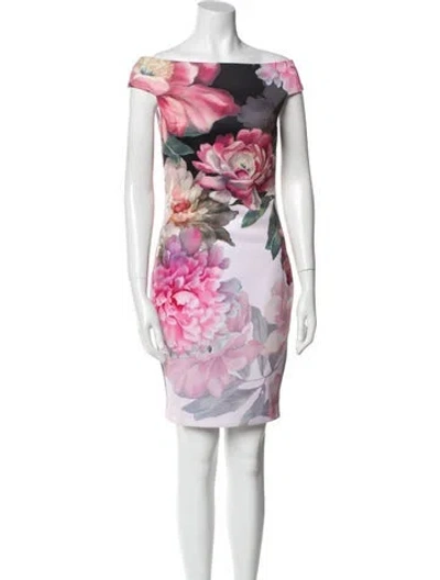 Pre-owned Ted Baker Floral Print Mini Dress In Pink