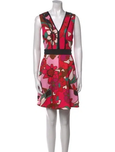 Pre-owned Ted Baker Floral Print Mini Dress In Pink