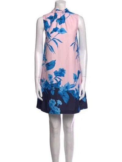 Pre-owned Ted Baker Floral Print Mini Dress In Pink