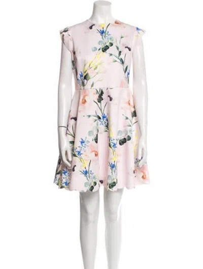 Pre-owned Ted Baker Floral Print Mini Dress In Pink