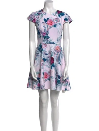 Pre-owned Ted Baker Floral Print Mini Dress In Pink