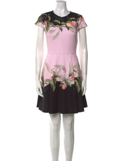 Pre-owned Ted Baker Floral Print Mini Dress In Pink