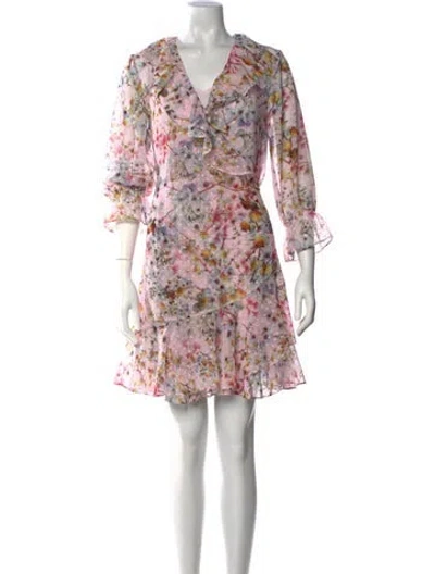 Pre-owned Ted Baker Floral Print Mini Dress In Pink