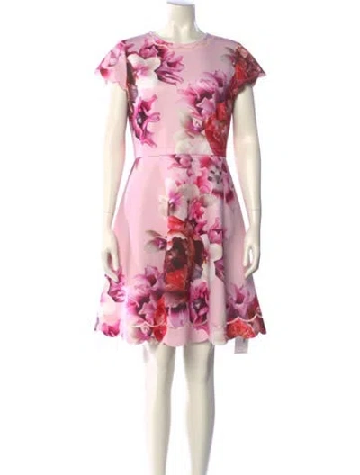 Pre-owned Ted Baker Floral Print Mini Dress In Pink