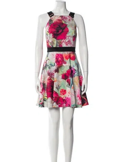 Pre-owned Ted Baker Floral Print Mini Dress In Pink