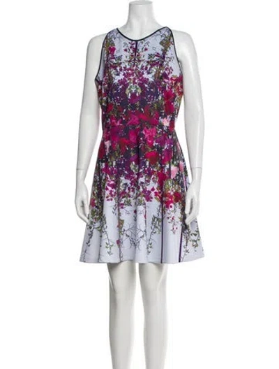 Pre-owned Ted Baker Floral Print Mini Dress In Pink