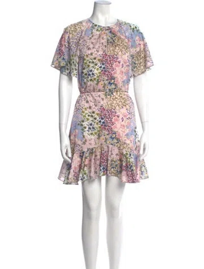 Pre-owned Ted Baker Floral Print Mini Dress In Pink