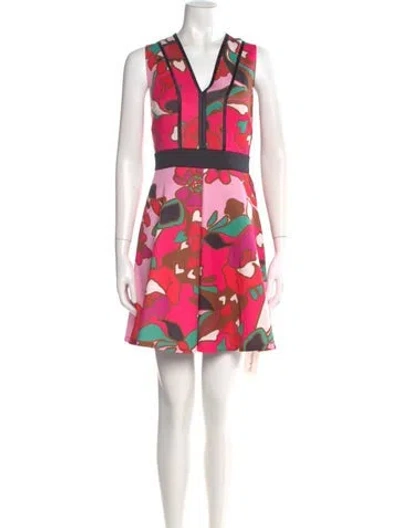 Pre-owned Ted Baker Floral Print Mini Dress In Pink