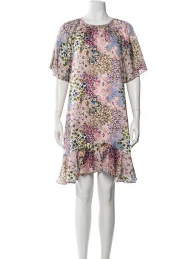 Pre-owned Ted Baker Floral Print Mini Dress In Pink