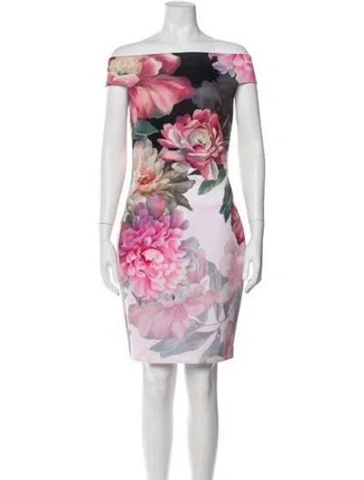 Pre-owned Ted Baker Floral Print Mini Dress In Pink