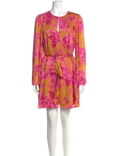Pre-owned Ted Baker Floral Print Mini Dress In Pink