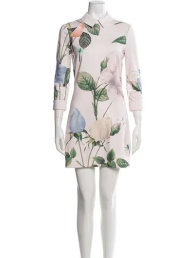 Pre-owned Ted Baker Floral Print Mini Dress In Pink