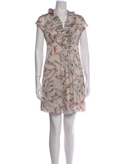 Pre-owned Ted Baker Floral Print Mini Dress In Pink