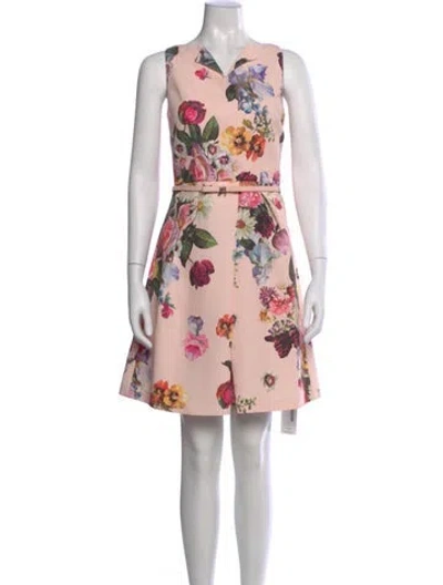 Pre-owned Ted Baker Floral Print Mini Dress In Pink