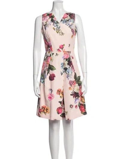 Pre-owned Ted Baker Floral Print Mini Dress In Pink