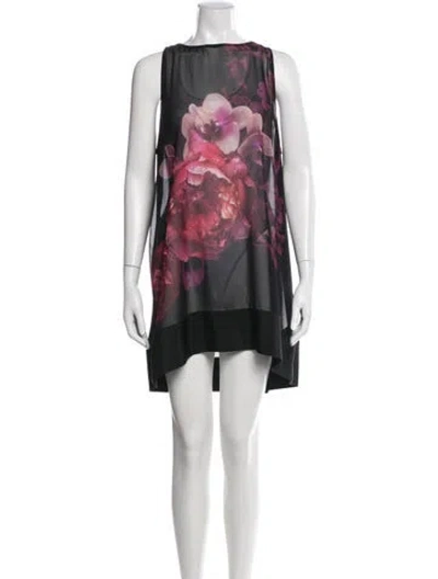 Pre-owned Ted Baker Floral Print Mini Dress In Pink