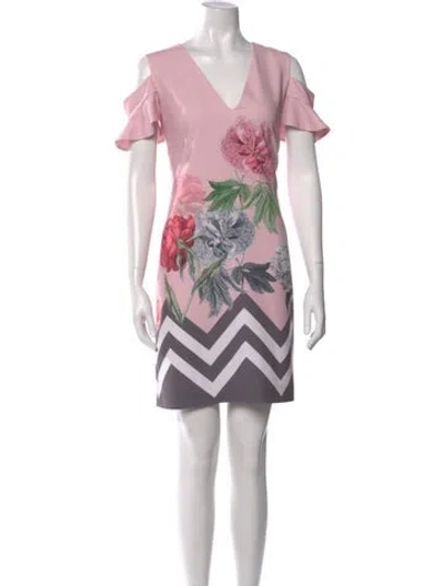 Pre-owned Ted Baker Floral Print Mini Dress In Pink