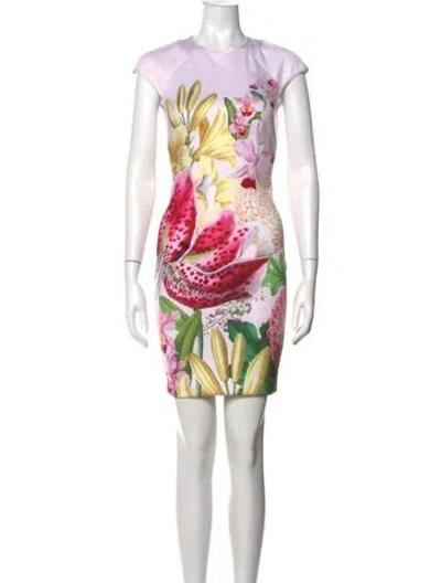 Pre-owned Ted Baker Floral Print Mini Dress In Pink